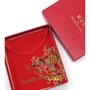Vintage Kenneth Jay Lane KJL Multi-color Austrian Crystal Bezel Set Necklace